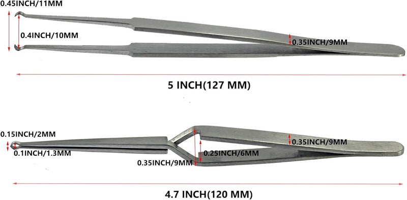 JUNLIXN Lock Pinning Cross Locking Tweezers & Straight Round Open Slot Stainless Steel for Locksmith Pinning & Rekeying Kit Self Locking Closing Locksmith Tools Lock Pin Tumbler Tweezers(2PCS) - Image 4